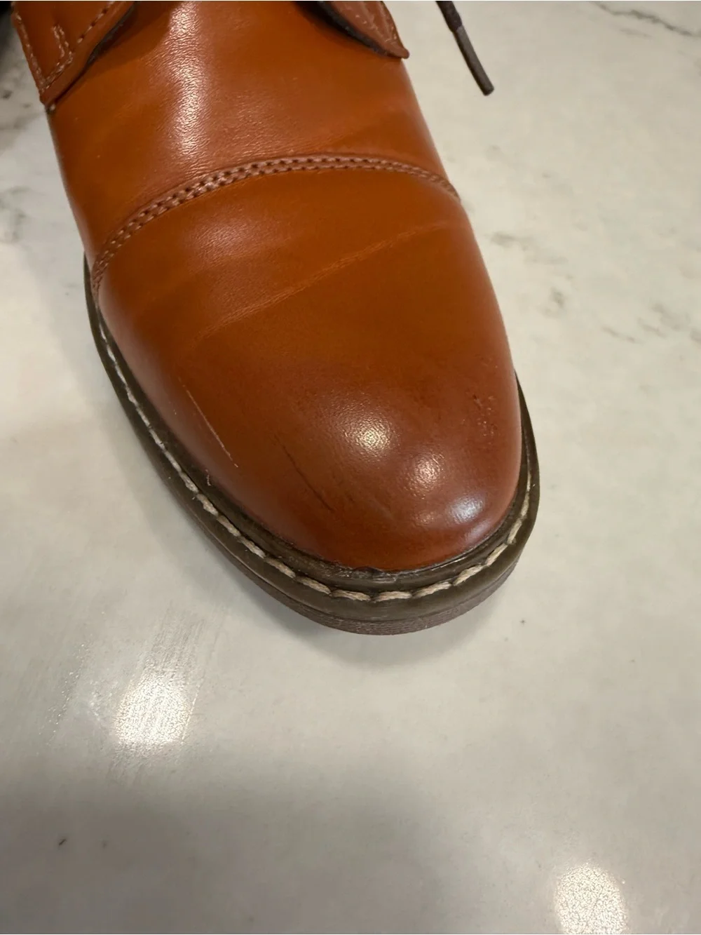 Classic Tan Lace-Up Kids Dress Shoes with Stitched Detail